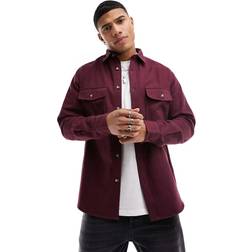 ASOS DESIGN Vinröd Overshirt I Bomull