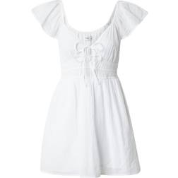 Hollister Short Sleeve Shirred Waist Detail Mini Skater Dress - White