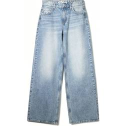 Bershka Super Baggy Wide Leg Jeans - Light Wash Blue
