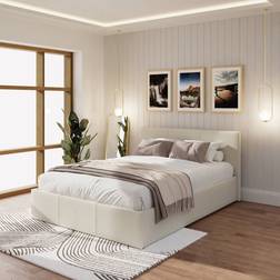 GFW End Lift Small Double Ottoman with Mattress - Natural Frame Bed