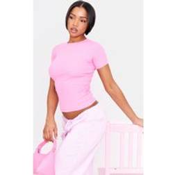 PrettyLittleThing Basic Rib Short Sleeve Top - Pink