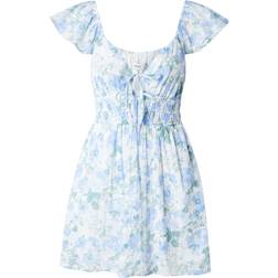 Hollister Short Sleeve Shirred Waist Detail Mini Skater Dress - Floral Print