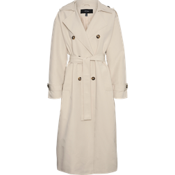 Vero Moda Longline Belted Trench Coat - Oatmeal