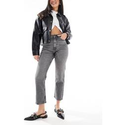 ASOS DESIGN Ankellånga Raka Jeans Medelhög Midja - Grå