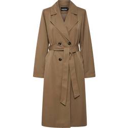 Pieces Belted Trench Coat Lentil - Brown
