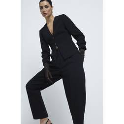 River Island Button Front Blazer - Black