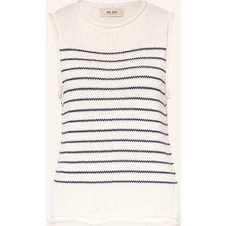 Mos Mosh Mmaubin Sl Stripe Knit Top Strik - Ecru