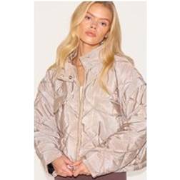 PrettyLittleThing Cropped Quilted Jacket - Brown