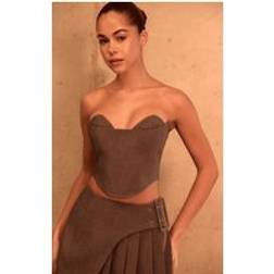 PrettyLittleThing Mocha Bust Detail Tailored Corset - Brown