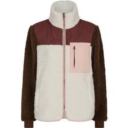 Neo Noir Eagle Contrast Teddy Jacket - Burgundy