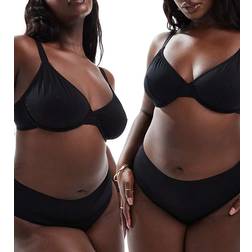 ASOS Curve 2 Pack Mila Cotton Brazillian Brief - Black