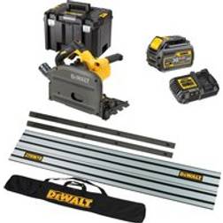 Dewalt DCS520 54V XR Cordless FlexVolt Plunge Saw and Guide Rails Kit 1 x 6ah Li-ion Charger Case
