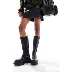 Pull&Bear Chunky High Knee Boot - Black