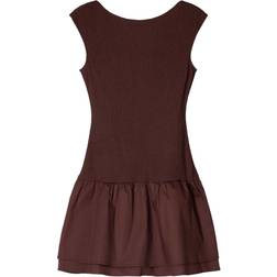 Bershka Shirred Puffball Mini Dress - Burgundy