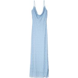 Bershka Cowl Neck Lace Overlay Maxi Dress - Baby Blue