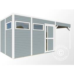 Dancover Redskabsskur Haveskur i Træ m/udhæng Bertilo Cubus 3L 5,58 x 2,34 x 2,32 m Grå