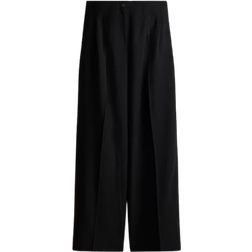 H&M Wide Linen Blend Trousers - Black