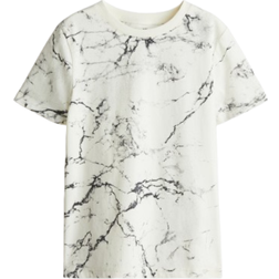 H&M Printed Cotton T-shirt - Cream/Marbled (1118512043)
