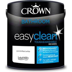 Crown Easyclean Mid Sheen Emulsion Wall Paint Brilliant White 2.5L