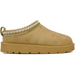XY London 'Zoe' Aztec Faux Fur Slip On Micro Slippers Light Tan