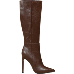 Shein Sexy Fashionable Coffee Color Pointed Toe Side Zipper Casual Slim Fit Womens KneeHigh Boots Winter Fall Shoes