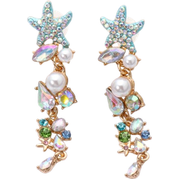 Shein pair Starfish Shaped Pearl Rhinestone Earrings For Women Beach Jewellery