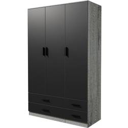 URBN Living Ash Grey & 3 Door 4 Drawer Storage Shelf Black/Grey Wardrobe 108x180cm