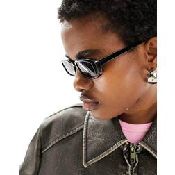 ASOS DESIGN Narrow Square Sunglasses - Shiny Black