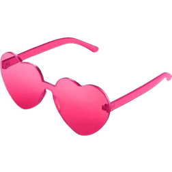 Shein 1pc,Cute Heart Shape Frame Sunglasses, Rimless Trendy One-PieceSunglasses, For Men Women Holiday Party Decors Peach Heart Heart S