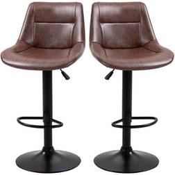 Northio Barstol Set Med 2 Barstolar Med Ryggstöd Brun Barstol 108cm