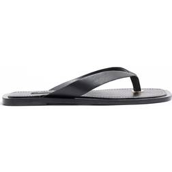 River Island Platta Sandaler Med Tårem I Läder - Svart