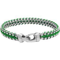 Nialaya Men's Green Woven 8mm Box Chain Bracelet - Silver