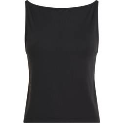 Calvin Klein Logo Tape Open Back Top - Black
