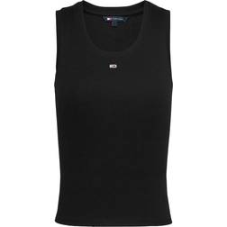 Tommy Jeans Ribbed Logo Tank Top - Black