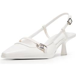 Bershka Pointed Kitten Heeled Sandals - White