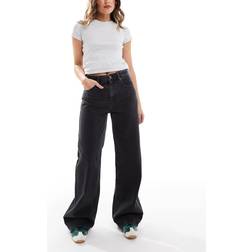 Pull&Bear High Rise Wide Leg Jean - Black