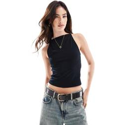 ASOS DESIGN Double Layer Boat Neck Strappy Top - Black