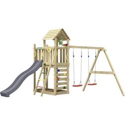 Jungle Gym Safari legetårn m/grå rutsjebane & gynger