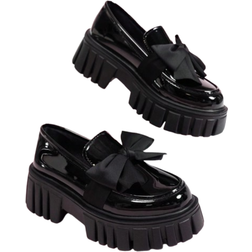 Shein Chunky Sole Slip-On Loafers - Glossy Leather