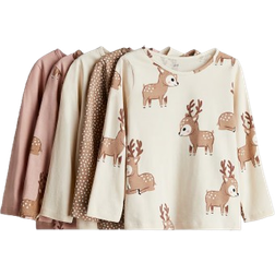 H&M Long Sleeved Cotton Tops - Beige