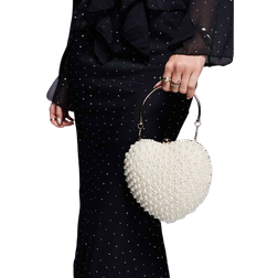 True Decadence Embellished Heart Clutch Bag - White