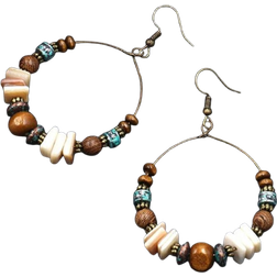 Shein pcs Style Handmade Alloy Beaded Earrings With And Wood Beads Hoop Earrings For Women Party