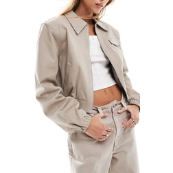 ASOS DESIGN Figursydd Bomberjacka Med Krage - Beige