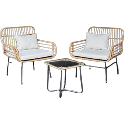 Dunelm Rattan Rope Bistro Set, 1 Table incl. 2 Chairs