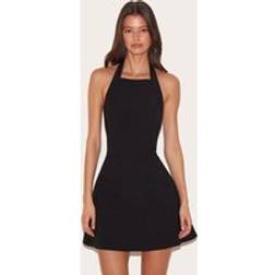 PrettyLittleThing Tailored Woven Halterneck A Line Dress - Black
