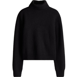 H&M Rib Knit Polo Neck Jumper - Sort