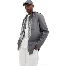ASOS DESIGN Shower Resistant Rubberised Rain Jacket - Charcoal/Grey