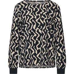 Street One Langarmbluse - Beige/Schwarz