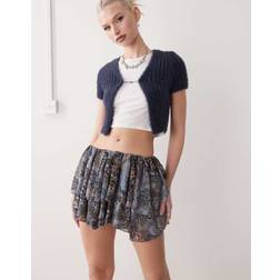 Monki Lagdelt Mininederdel Med Brunt Paisley-Print