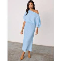 Never Fully Dressed Tilly Off Shoulder Dress - Ice Blue